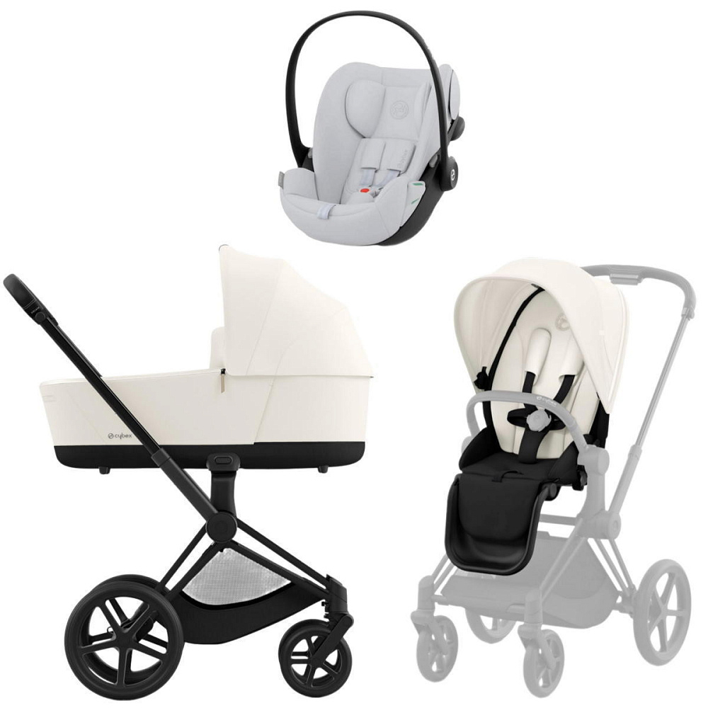 Коляска Cybex Priam IV Matt Black complete Cloud G Fog Grey Base G 4 в 1 Off White
