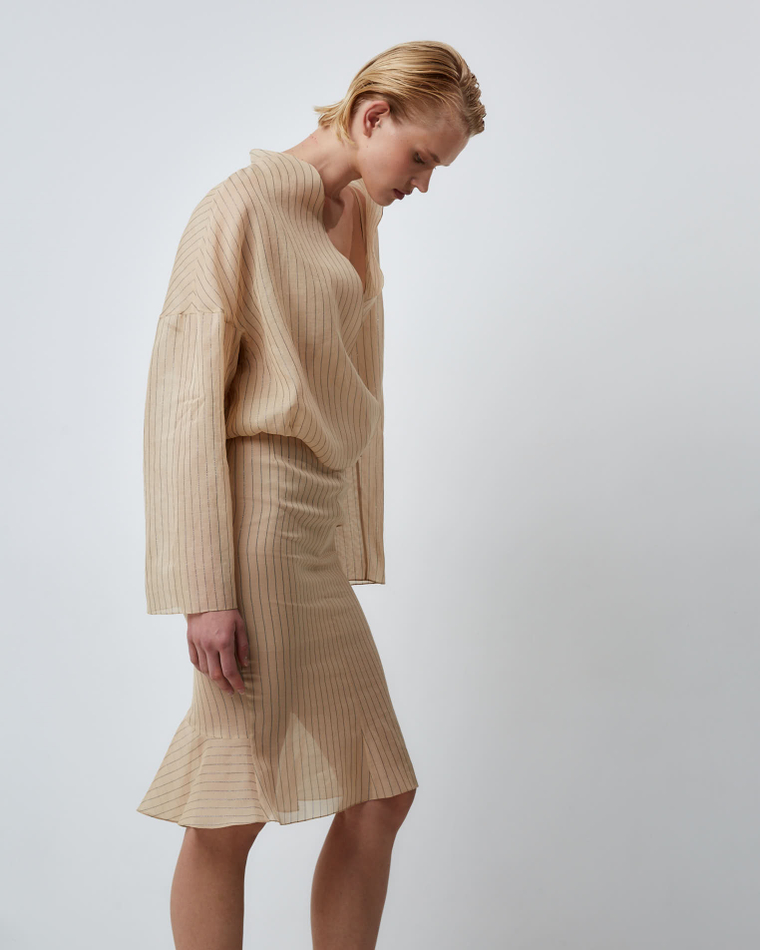 Юбка из хлопка Брунелло Кучинелли бежевый/серебристый