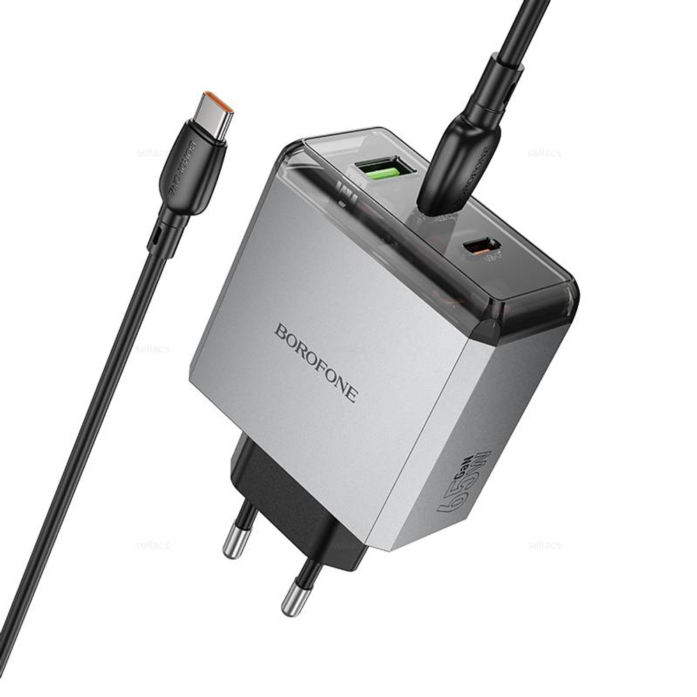 Зарядное устройство на Type-C PD65W Borofone BN22 (2C1A) (metal gray)