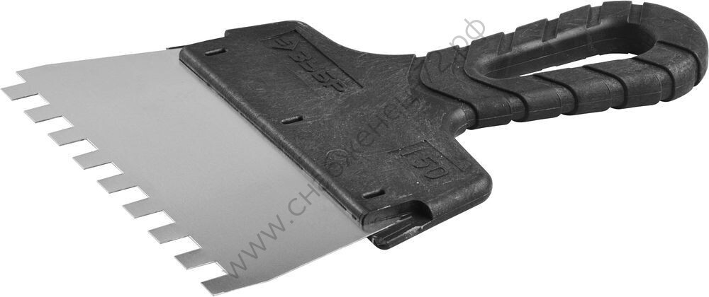 ЗУБР 150 мм, зуб 8х8 мм, зубчатый пластиковая ручка, нержавеющий, Фасадный шпатель, МАСТЕР (10078-15-08)