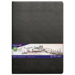 Скетчбук, слоновая кость 140 г/м2 210х297 мм, 80 л., КОЖЗАМ, резинка, BRAUBERG ART CLASSIC, черный, 113200