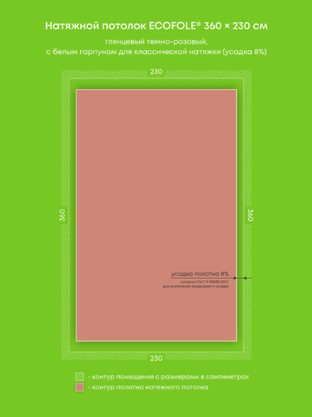 Глянцевый натяжной потолок 8.3 м2