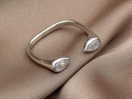 Кольцо Duo Drops, со стразами