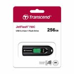 Флеш-диск 256GB TRANSCEND JetFlash 790C, разъем USB Type-С, черный/зеленый, TS256GJF790C