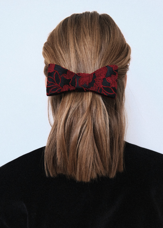 Бант-бабочка из черно-красного жаккарда