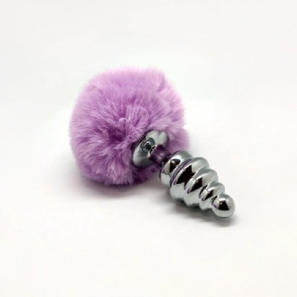 Анальный плаг Alive Fluffy Twist розовый M: 8х3,4 см