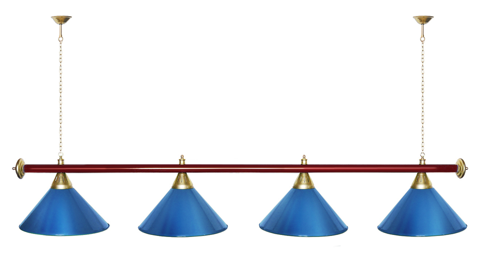 Лампа STARTBILLIARDS 4 пл. (плафоны зеленые,штанга зеленая,фурнитура золото)