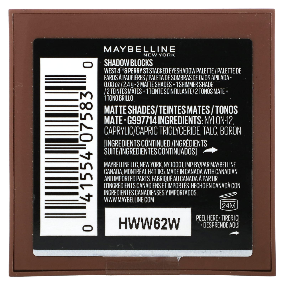 Maybelline, Shadow Blocks, 20 West 4th & Perry St, 2,4 г (0,08 унции)