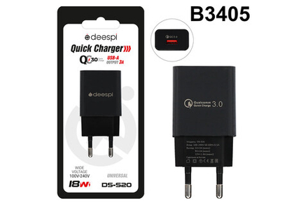 Сетевой адаптер питания DEESPI S30 1USB QC 3.0 (черный)