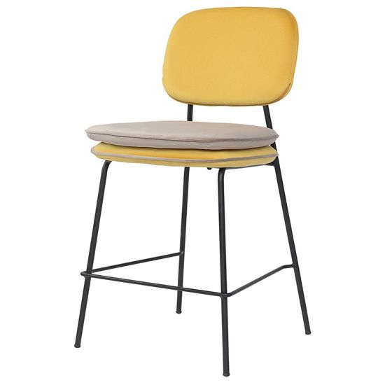 Стул полубарный с контрастным кантом pea, велюр, желтый/бежевый