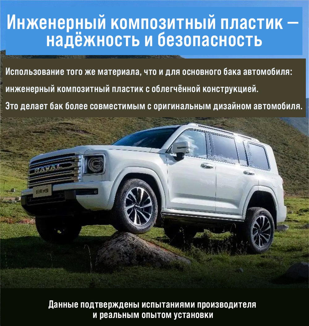 Haval H9 (2024+) Дополнительный топливный бак 120л. (дизель)