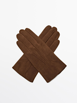 Massimo Dutti Замшевые перчатки, карамельный