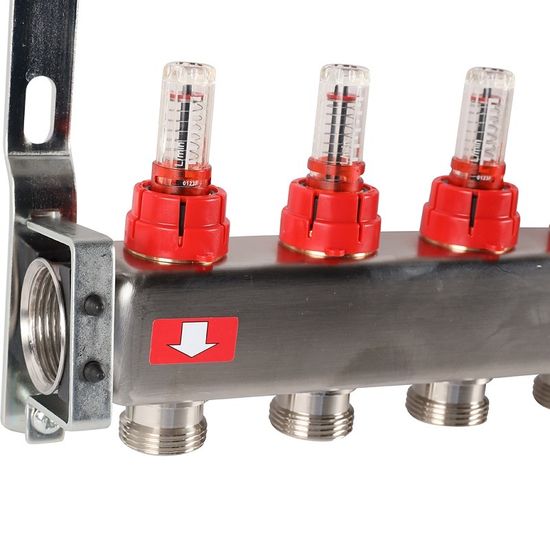 Коллектор Rommer 1"x3/4" на 10 контуров с расходомерами (нерж. сталь) RMS-1200-000010