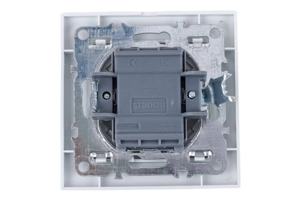 Выключатель STEKKER 2-клавишный с индикатором, 220V, 10А, серия Эрна, белый, PSW10-9002-01 39042
