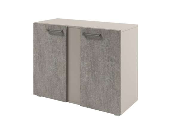 Стеллаж низкий широкий с планкой 950х414х714 D-75 Бетон Чефалу светлый/Кашемир серый