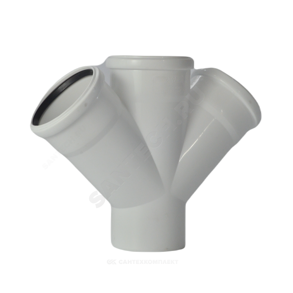Крестовина PP-M 1-плоскостная бесшумная белая Дн 110х110х110х45гр б/нап в/к RTP (РосТурПласт) 24763