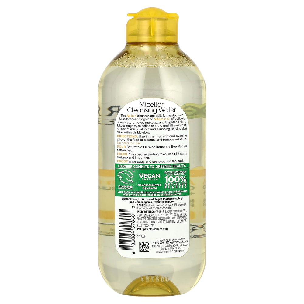 Garnier, SkinActive, Мицеллярная очищающая вода с витамином C, 13,5 жидких унций (400 мл)