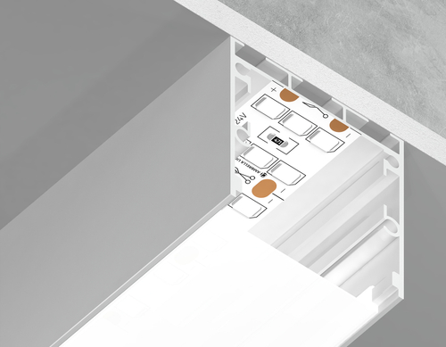 Алюминиевый профиль накладной/подвесной Profile System GP2550WH белый/матовый рассеиватель 2000*35*35, 2 заглушки, 4 крепления в комплекте (для лент