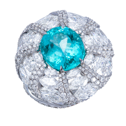 Кольцо с Турмалином Параиба и Бриллиантами, R0110-0/1