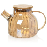 Чайник заварочный стеклянный 1л «Дафна» золотой