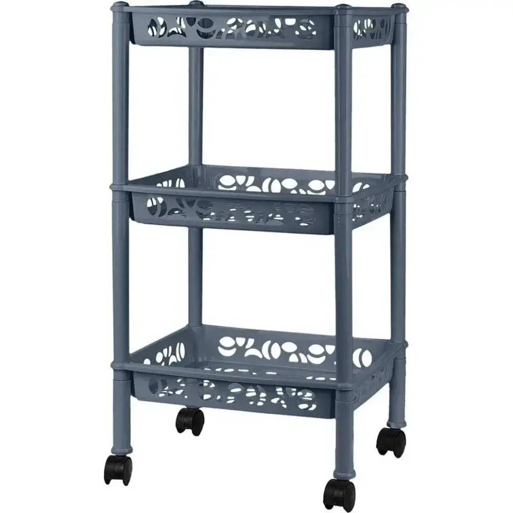 Этажерка Keeplex Light на колесиках трехсекционная малая прямоуг. 37х69 см космический