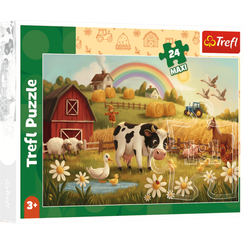 Pazl \ Puzzle \ Пазлы Puzzles - "24 Maxi" - Cow on the farm / Trefl