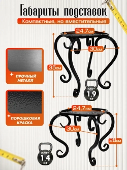 Подставки 2 штуки черные Ника-8