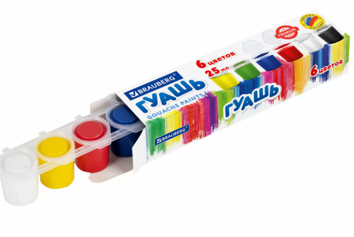 Гуашь Браунберг Премиум 6 цветов по 25мл