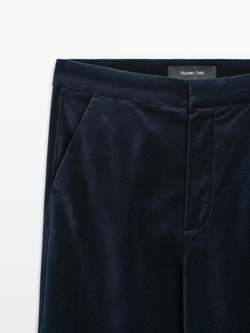Massimo Dutti Расклешенные бархатные брюки, чернильно-синий