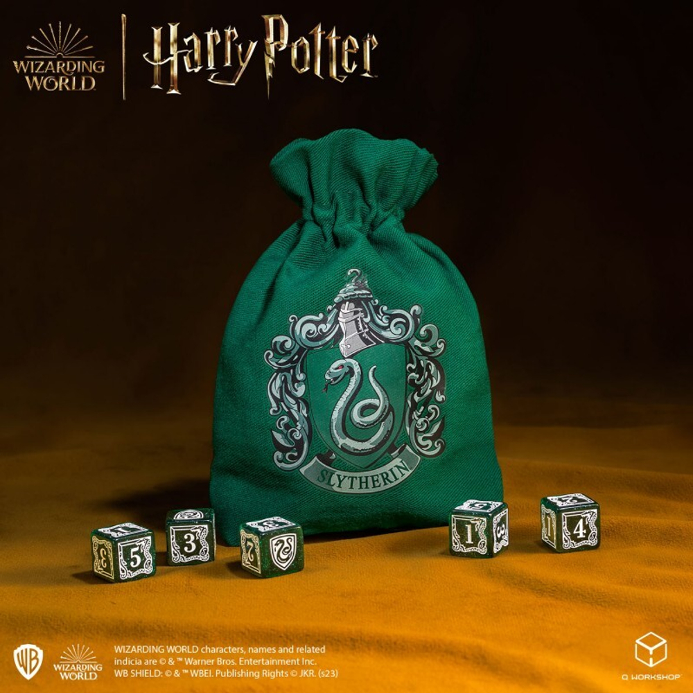 Набор кубиков с мешочком для хранения Harry Potter. Slytherin Dice&Pouch