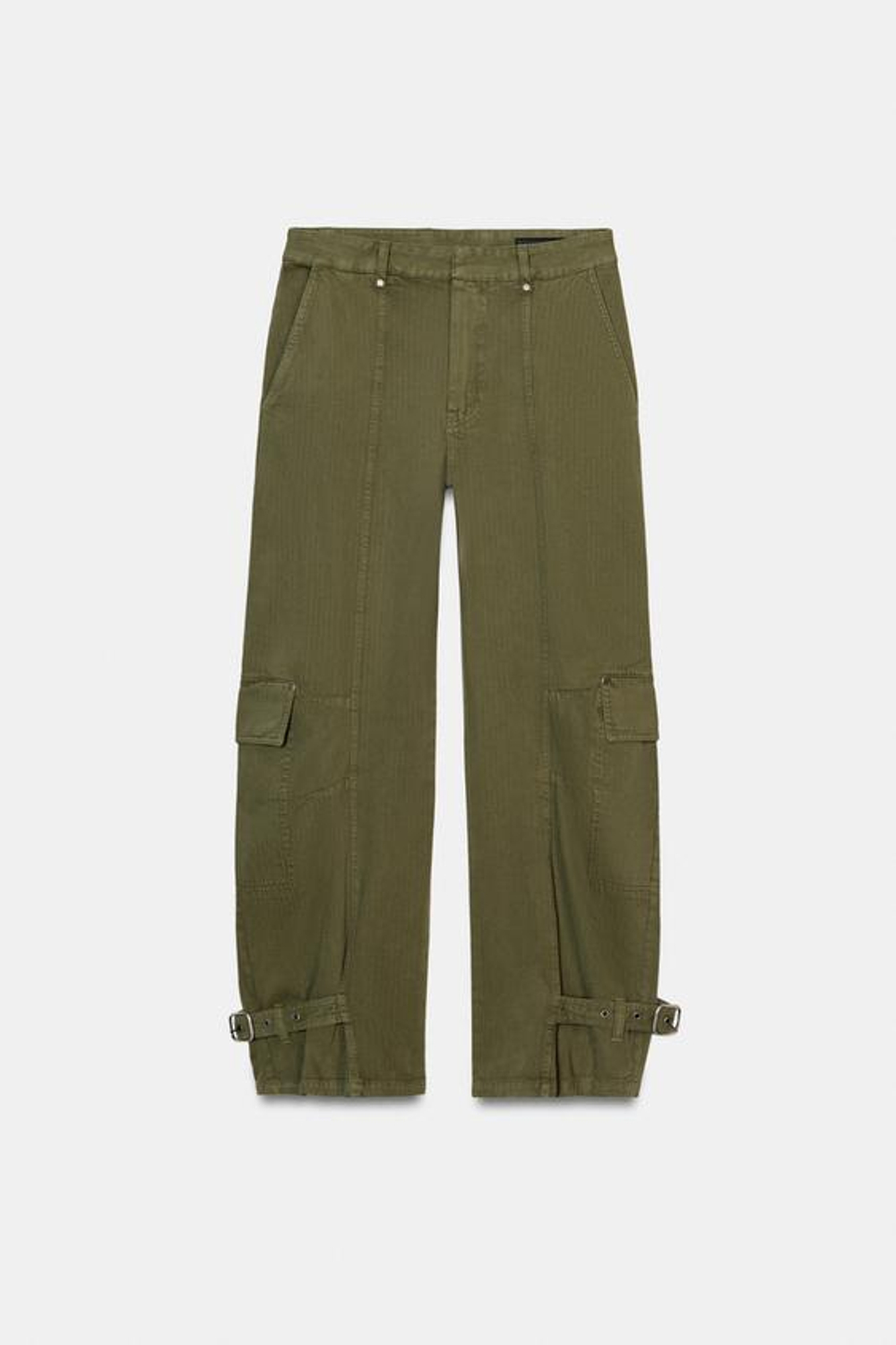 ZARA БРЮКИ КАРГО BARREL — ZW COLLECTION, ХАКИ