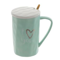 GAEM Кружка с крышкой и ложкой, 400 мл, L11 W8 H12,5 см, 4в.