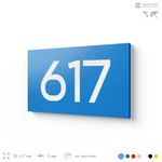 Номер на дверь 617, табличка на дверь для офиса, квартиры, кабинета, аудитории, склада, голубая 120х70 мм, Айдентика Технолоджи