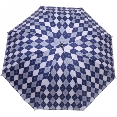 Зонт механический ветроустойчивый, матовая ручка «BESTzontik», белый ромбик, длина 25см, d-110см