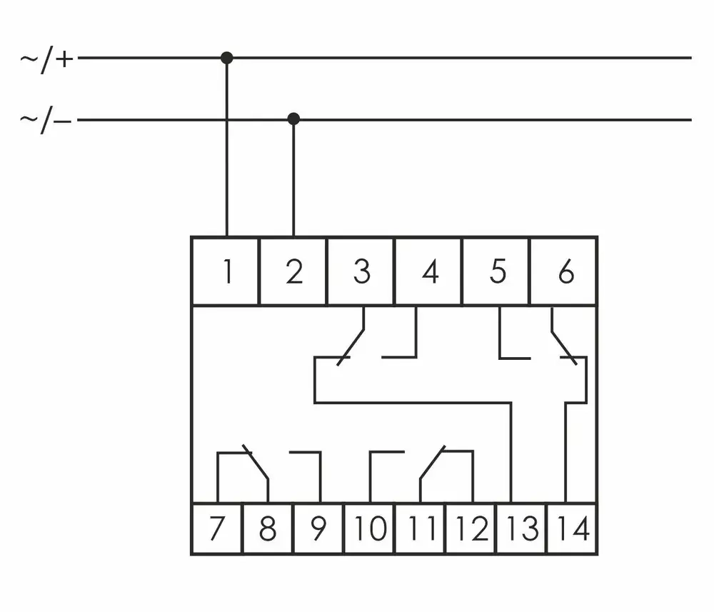 Реле промежуточное (электромагнитное) PK-4P-12 12В 50Гц 4х8А 4 перекл.