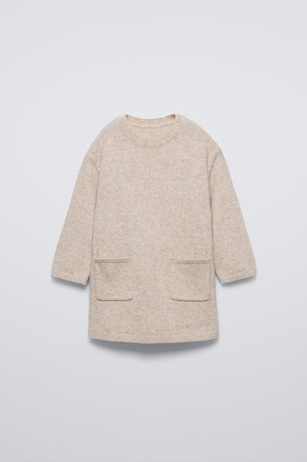 ZARA ПЛАТЬЕ С КОНТРАСТНЫМ ПЛАТКОМ В КЛЕТКУ, СВЕТЛО-БЕЖЕВЫЙ