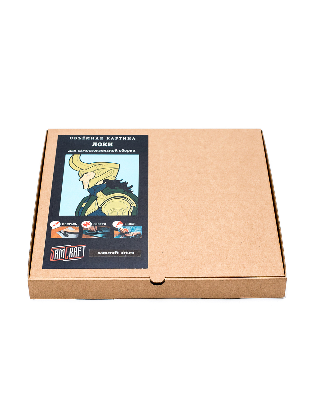 3D картина по номерам из дерева Локи Marvel (Марвел), SamCraft, подарочный набор для творчества, многослойное панно из дерева