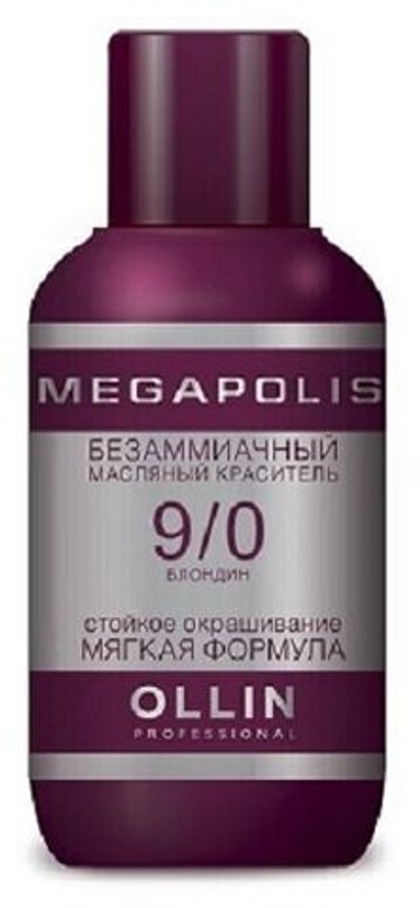 OLLIN MEGAPOLIS_ 9/0 блондин 50мл Безаммиачный масляный краситель для волос