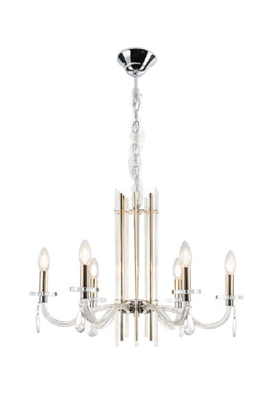 Подвесная люстра Crystal Lux AURELIO SP6 GOLD+CHROME/TRANSPARENT