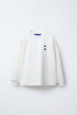 ZARA Х CHAMPION ® ФУТБОЛКА С НАШИВКАМИ, БЕЛЫЙ