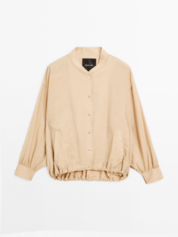 Massimo Dutti Легкая куртка-бомбер, бежевый