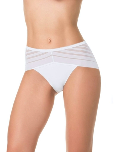 Высокие трусики с полосками разной ширины (Размер: M) (Цвет: бежевый)