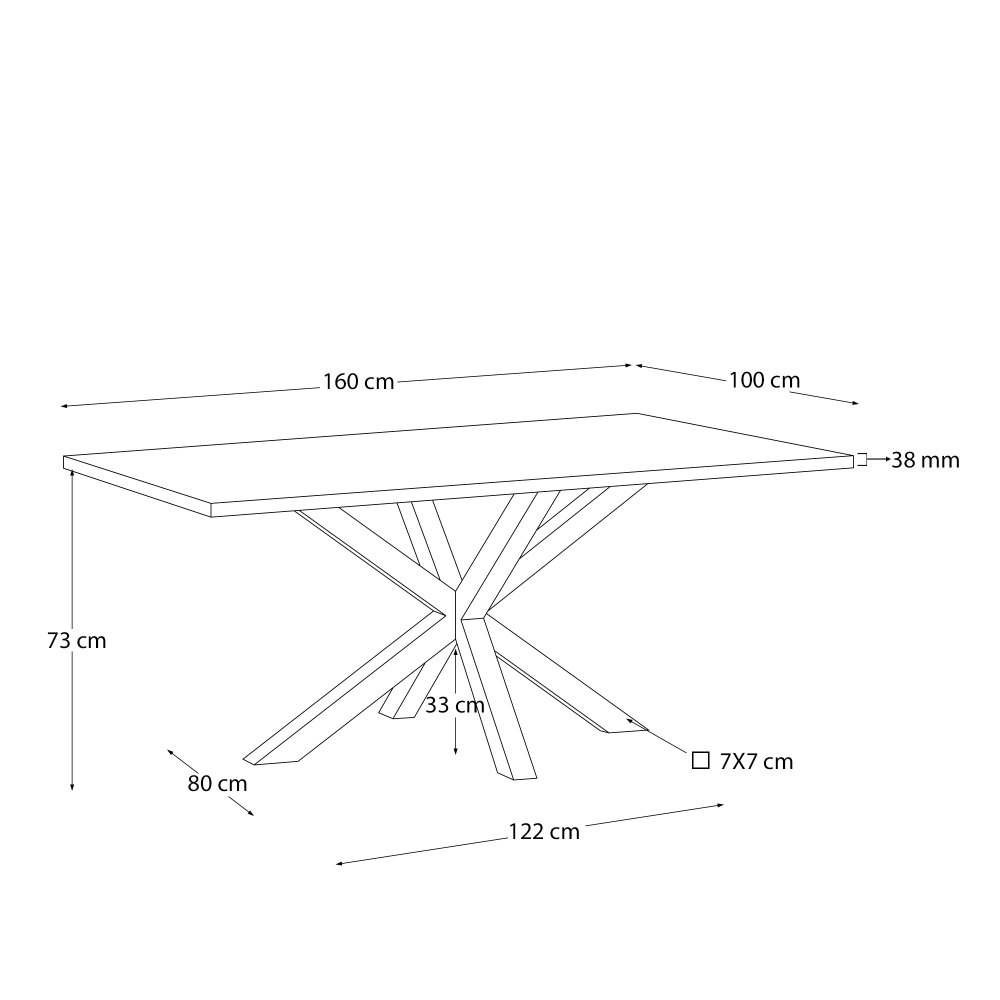 Стол La Forma (ex Julia Grup) Arya 160x100 черный натуральный