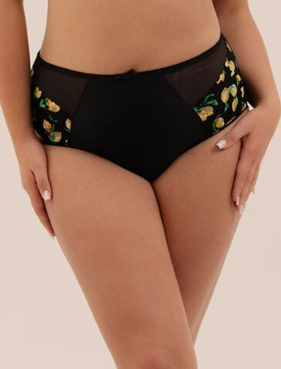 Трусики-бразилиана с принтом в виде лимончиков (Размер: L) (Цвет: черный)