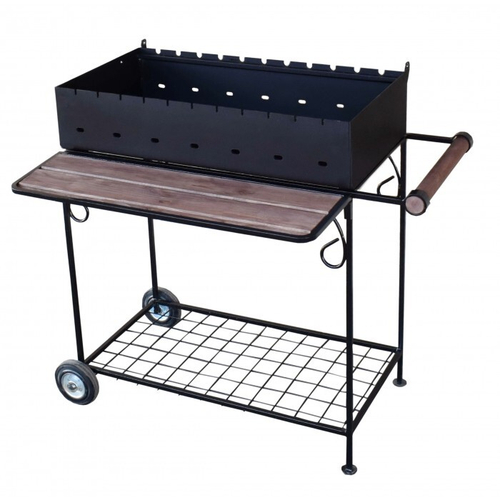Мангал дачный МД-3 на колесах с деревянным столиком