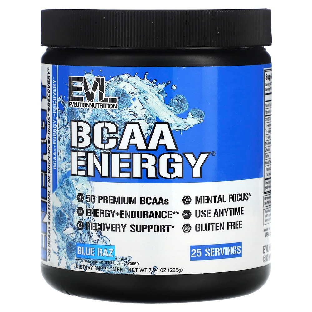 EVLution Nutrition, BCAA Energy, Blue Raz, 225 г (7,94 унции)