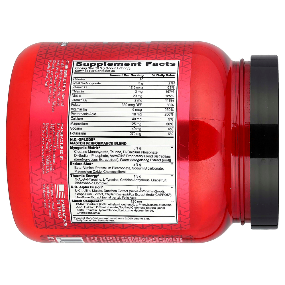 BSN, N.O.-Xplode, легендарный предтренировочный комплекс, арбуз, 555 г (1,22 фунта)