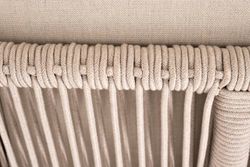 "Канны" угловой модуль плетеный из роупа, основание дуб, роуп бежевый круглый, ткань бежевая 052