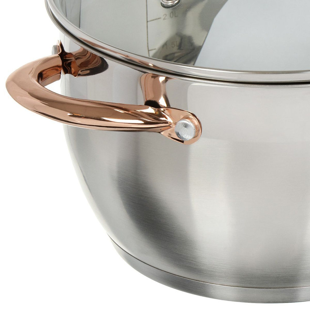 Кастрюля нерж, 3.6 л, с крыш, Daniks, Мадрид Gold, SD-320G, индукц