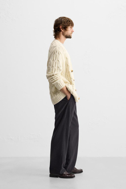 ZARA КАРДИГАН С УЗОРОМ «КОСЫ», ЭКРЮ